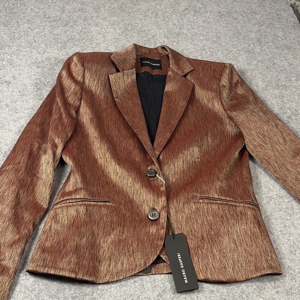 Mauro Gasperi made in Italy Metallic Blazer Jacket virgin wool blend 14. N.W.T